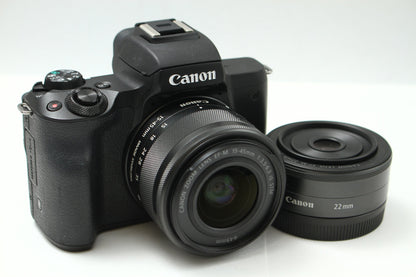 EOS Kiss M ブラック + 15-45 IS STM + 22 STM Wレンズキット