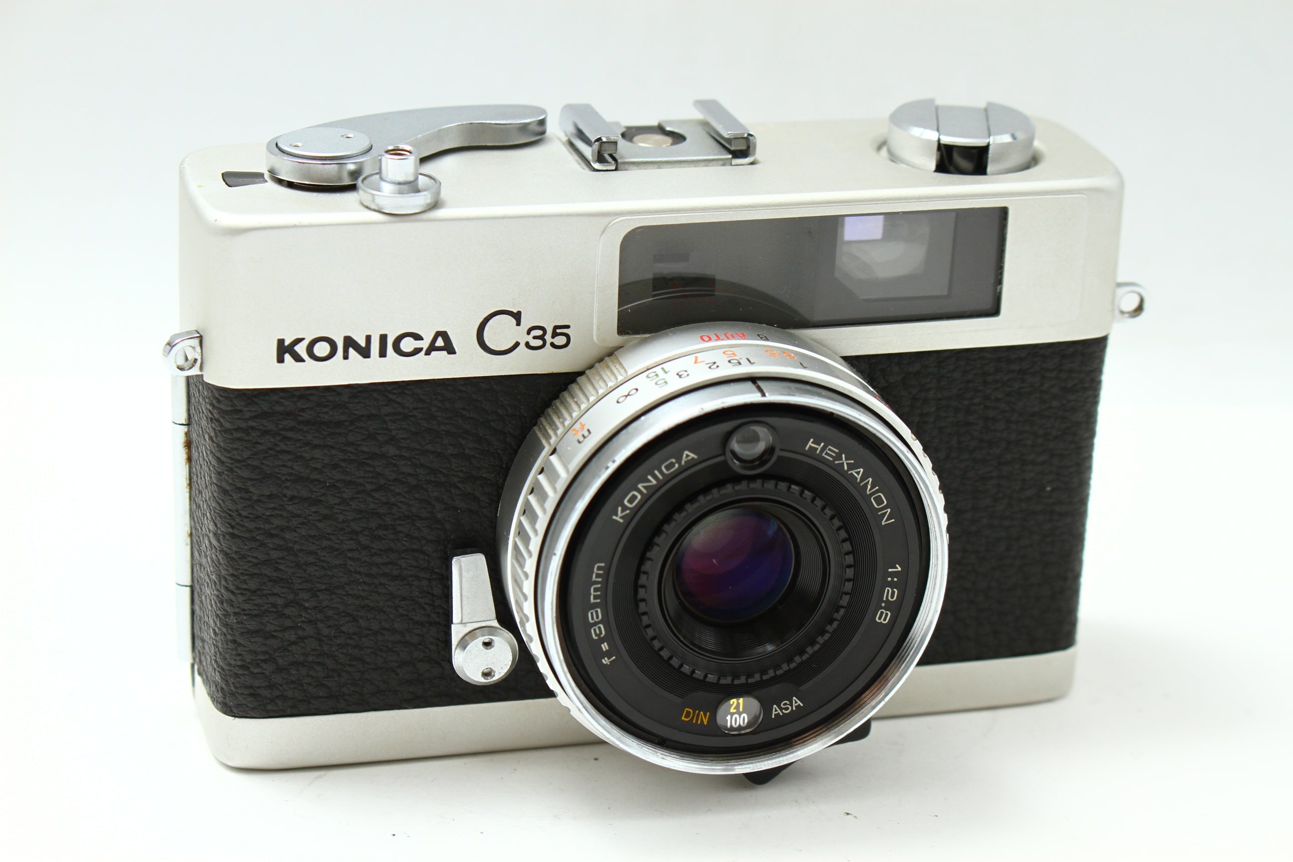 【整備品】珍品　KONICA C35   コニカ シルバーカウンター　レア Konica (コニカ) C35 シルバー HEXANON 38/2.8 フィルムカメラ